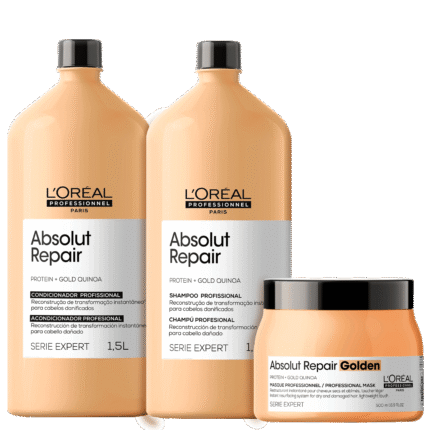 Kit L'Oréal Professionnel Serie Expert Absolut Repair Gold Quinoa + Protein Golden Salon Trio (3 Produtos)