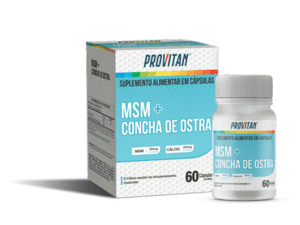 MSM (Metilsulfonilmetano) + Concha de Ostra (Cálcio) Provitan 660 mg – 60 Cápsulas para Saúde Articular
