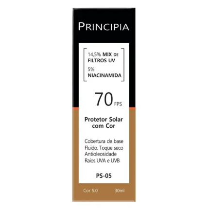 Protetor Solar Facial Principia Skincare PS-05 14,5% Mix de Filtros Uv + 5% Niacinamida FPS 70 Cor 5.0 30ml